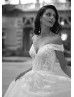 Off Shoulder Beaded Ivory Lace Tulle Sparkling Wedding Dress Off Shoulder Beaded Ivory Lace Tulle Sparkling Wedding Dress